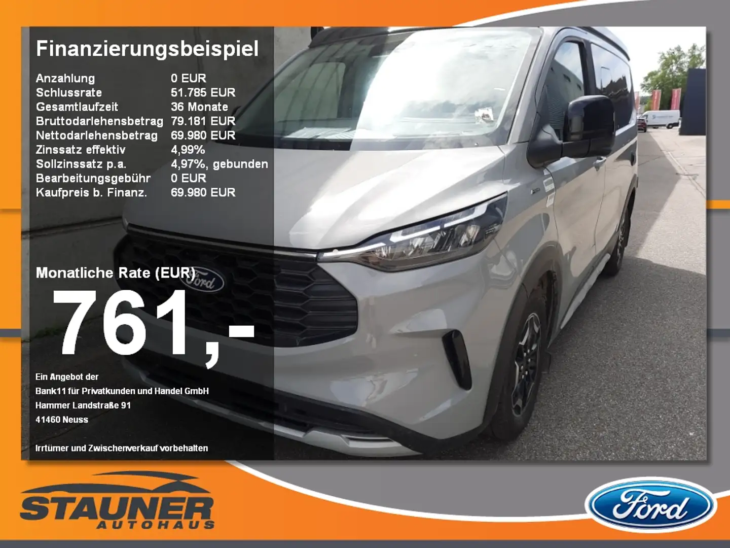 Ford Tourneo Custom Nugget Active 2.0 EcoBlue 320L1 Gris - 1
