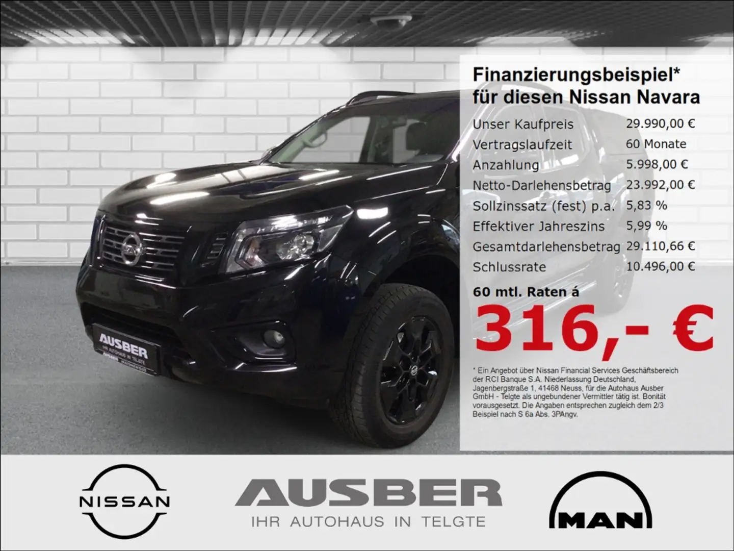 Nissan Navara NP300 N-Guard Double Cab 4x4 AHK Navi 360 Kamera L Noir - 1