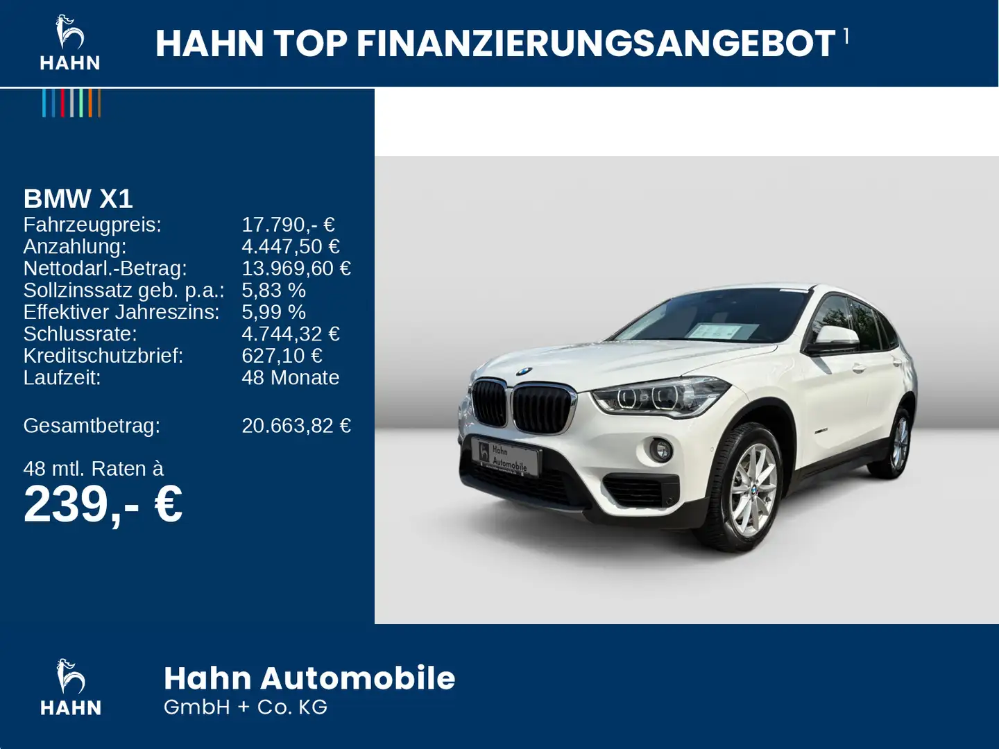 BMW X1 sDrive20i Aut. Advantage AHK PDC LED SHZ Navi Blanc - 2