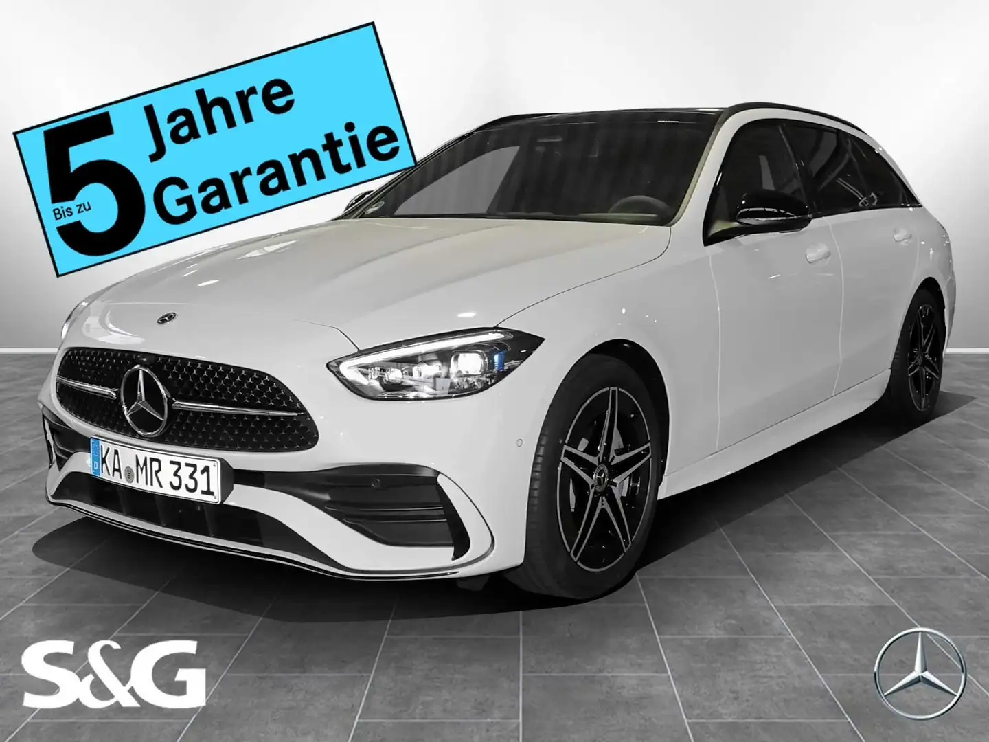 Mercedes-Benz C 220 d T AMG Night+MBUX+RüKam+DIG-LED+AHK+Pano Weiß - 1