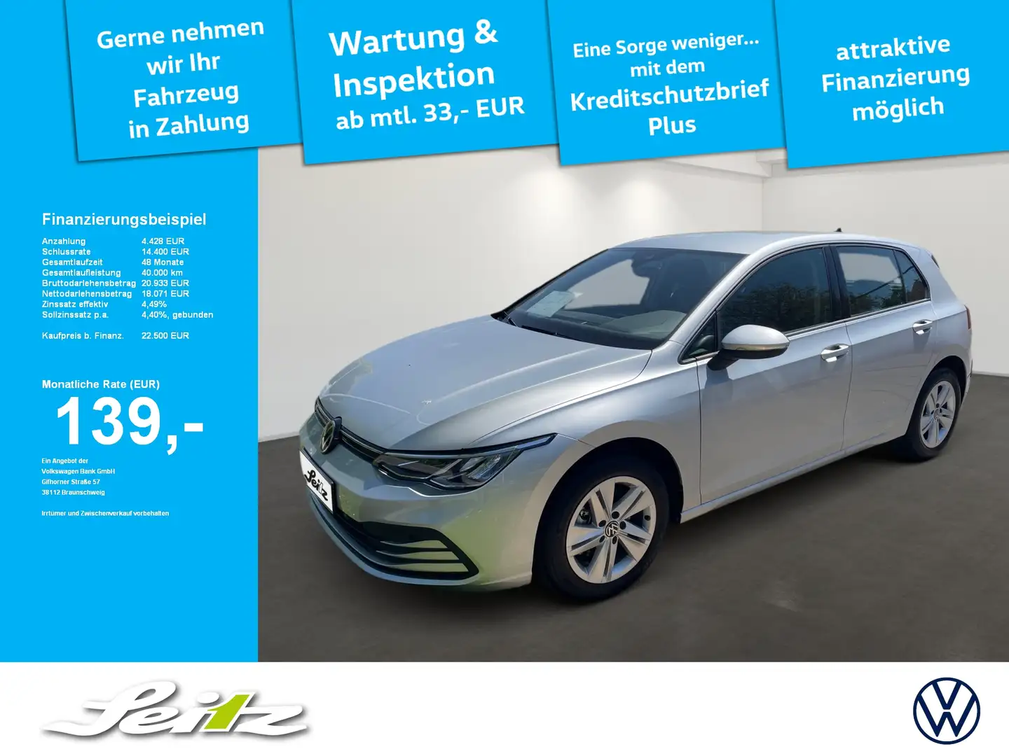 Volkswagen Golf VIII 1.0 TSI Life *LED*PARKSENSOR*SITZH* Argent - 1