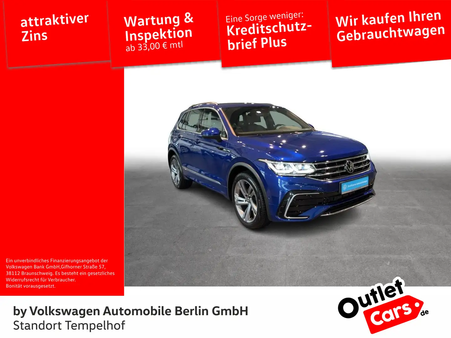 Volkswagen Tiguan 2.0TDI DSG R-Line AHK STHZG MATRIX-LED Blau - 1