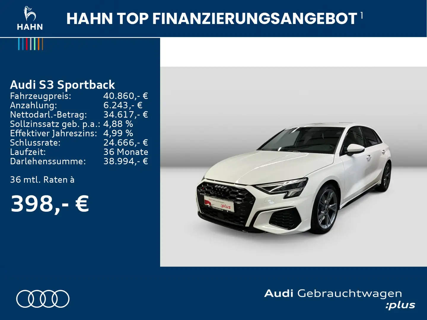 Audi S3 TFSI quattro Virtual Sitz LED Carpl Blanc - 2