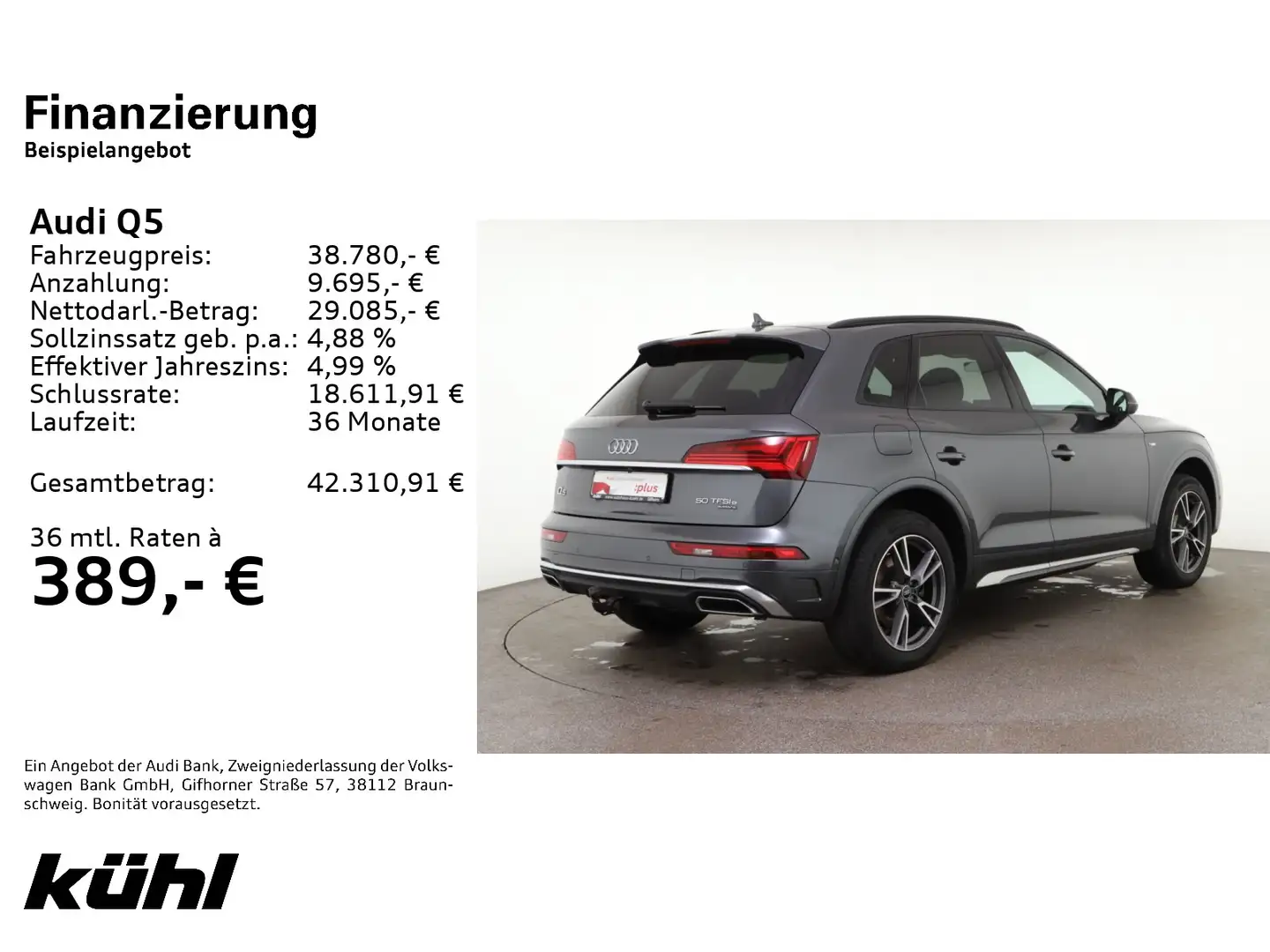 Audi Q5 50 TFSI e Q S tronic S line LED/ACC/360°/Navi Grau - 2