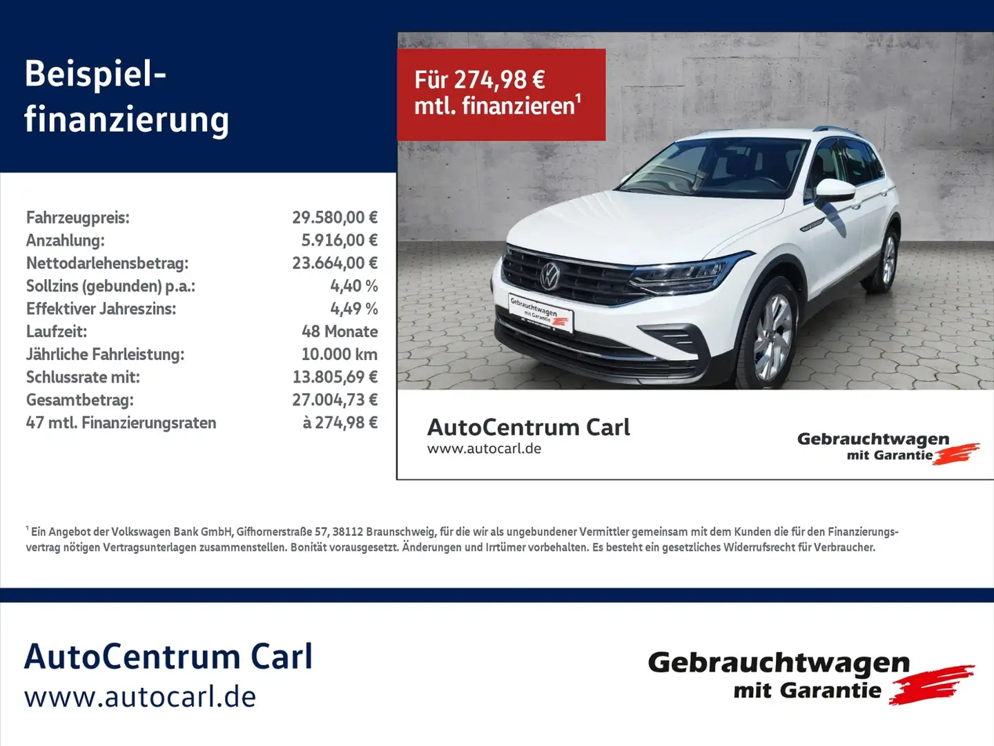 Volkswagen Tiguan Life 2.0TDI 4Motion DSG/Business/AHK/Navi/ACC KLI Weiß - 1