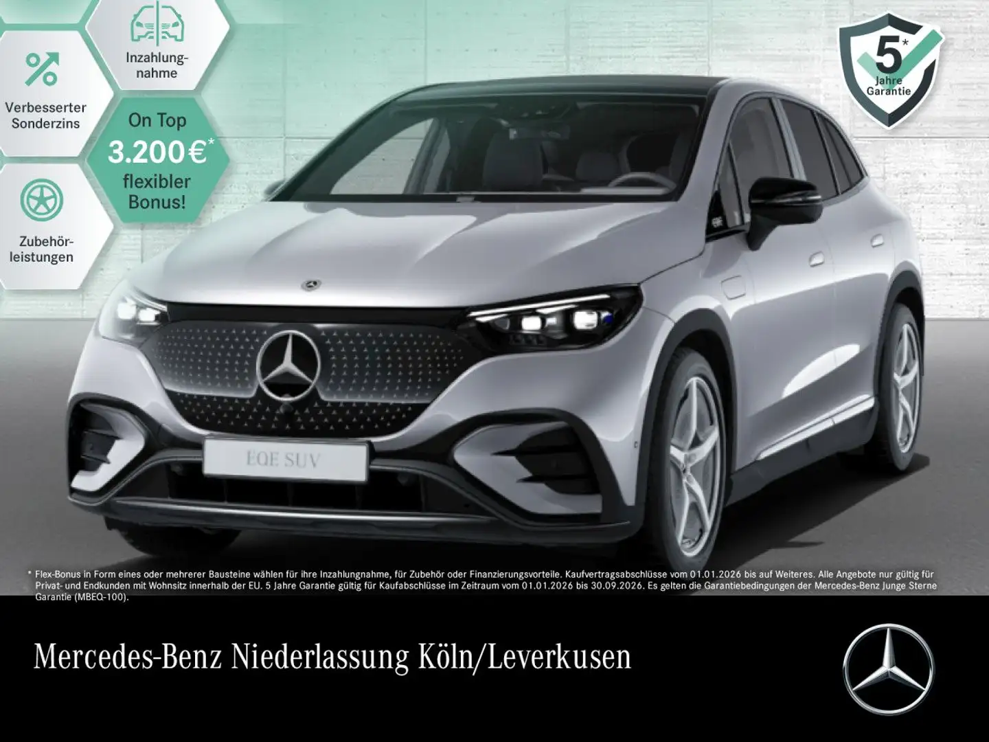Mercedes-Benz EQE SUV EQE 350 4M AMG+NIGHT+PANO+360+AHK+BURMESTER Silber - 1