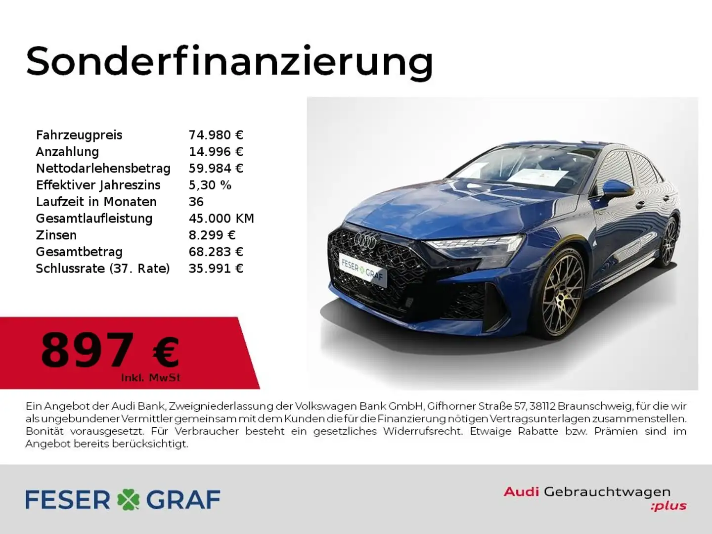 Audi RS3 Limousine S tronic Blau - 1