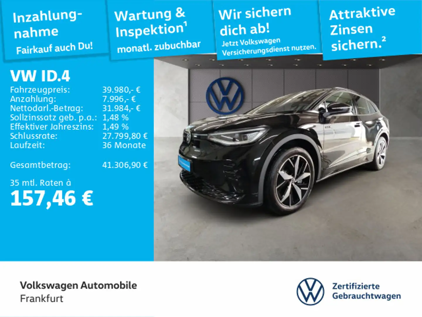 Volkswagen ID.4 GTX Navi Sprachbedienung Spurhalteassistent Schwarz - 1