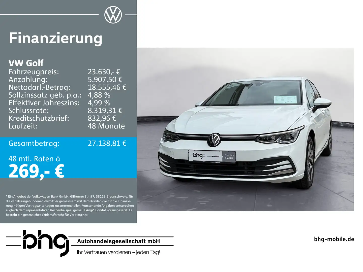 Volkswagen Golf Style eHybrid Kamera, Navi, LED Weiß - 1