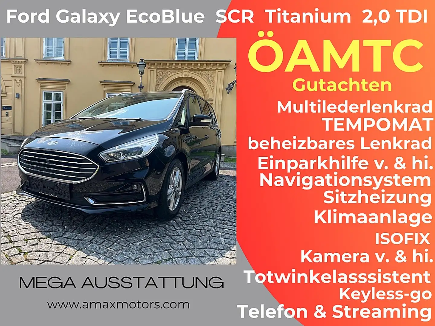 Ford Galaxy 2,0 EcoBlue SCR Titanium Aut. beheizbares Lenkr... Schwarz - 1