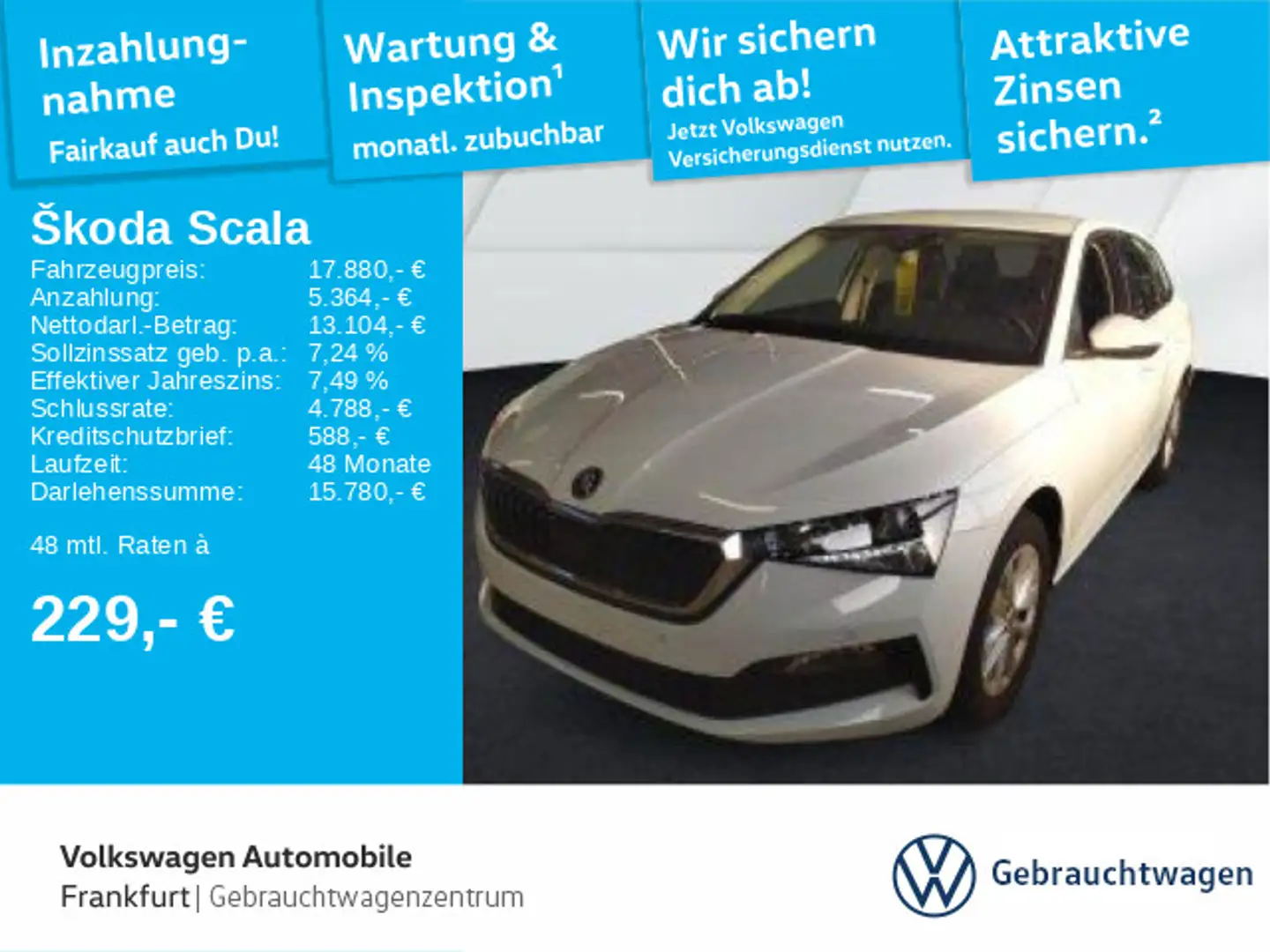 Skoda Scala 1.0 TSI Ambition Leichtmetallfelgen Sitzhe Weiß - 1