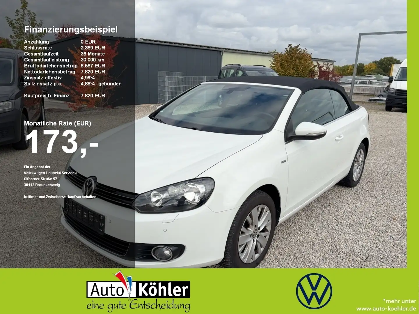 Volkswagen Golf Cabriolet TSi nur Gewerbe/Exp. PDC Wit - 1