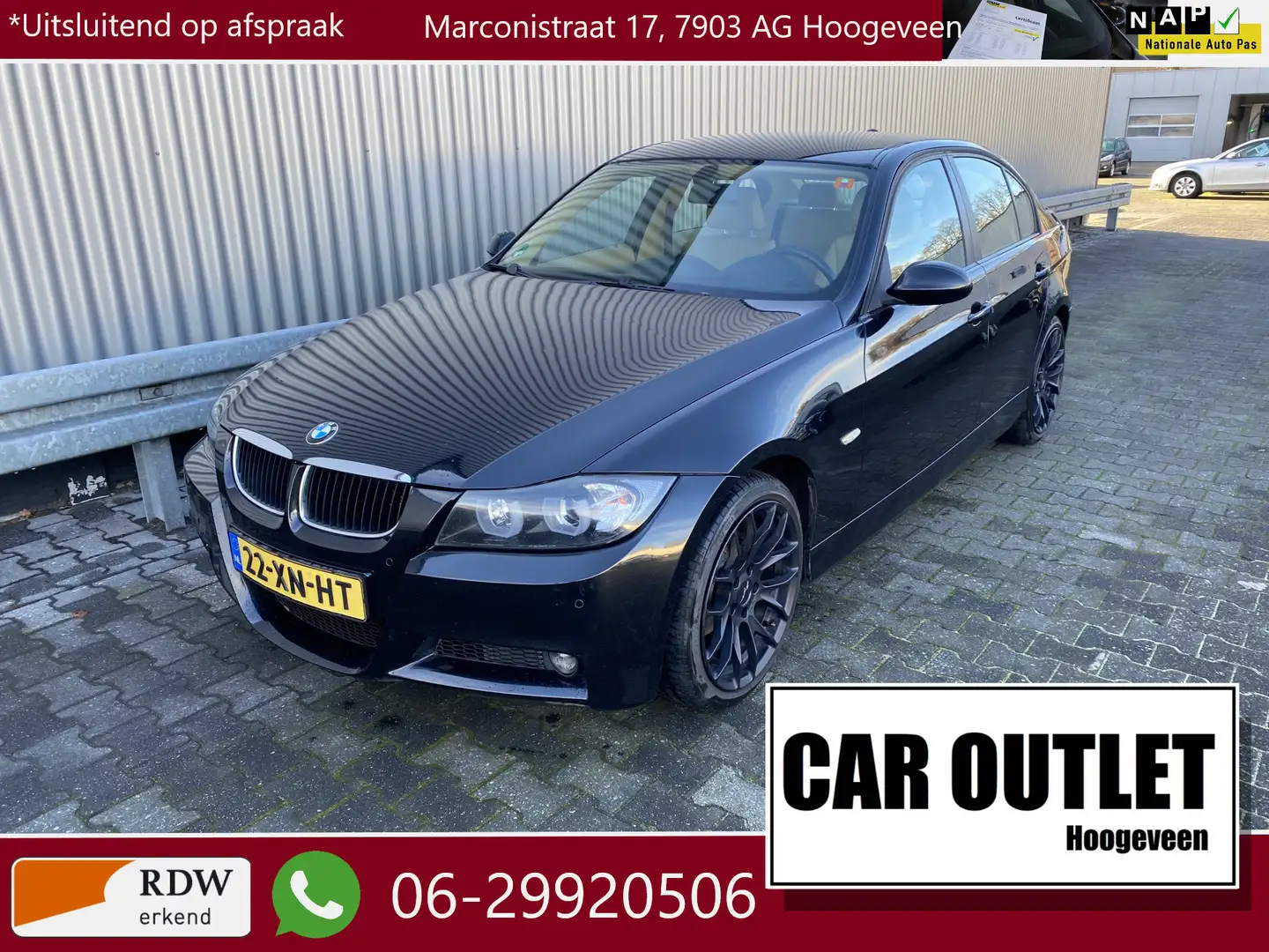 BMW 318 3-serie 318i Business Line Leer, Navi, iDrive, Cli Zwart - 1