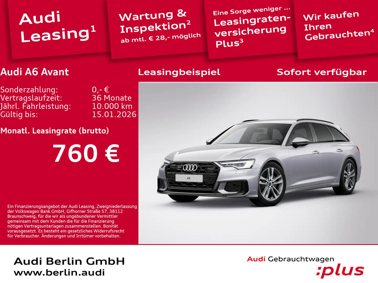 Audi A6 Design S line 50 TDI qu. tiptr. Silber - 1