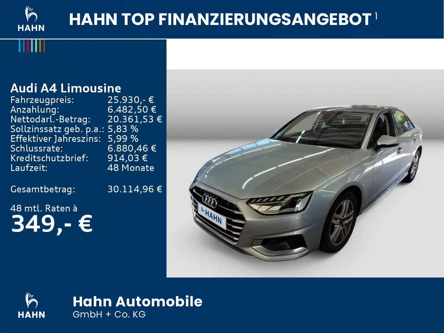 Audi A4 40TFSI S-trc advanced LED ACC PDC Silber - 2