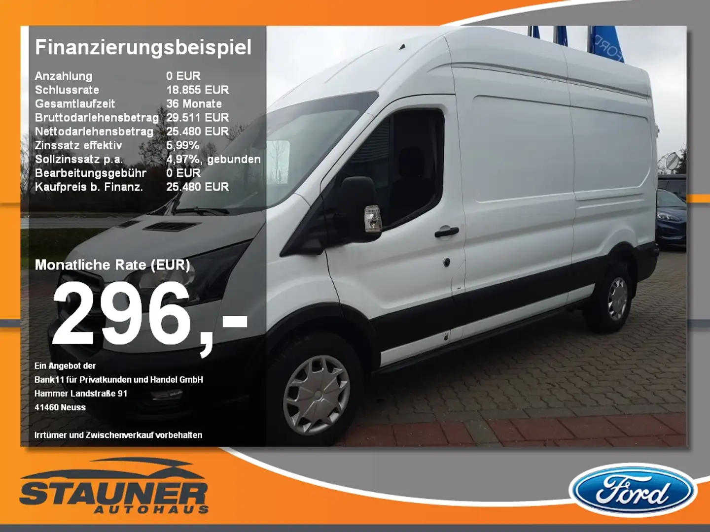 Ford Transit Kasten 350 L3 H3 Trend Navi 360° ACC SHZ Biały - 1