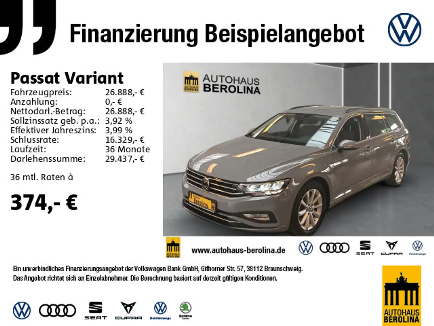 Volkswagen Passat Variant 1.5 TSI Business DSG *R-CAM*SHZ* Grau - 1