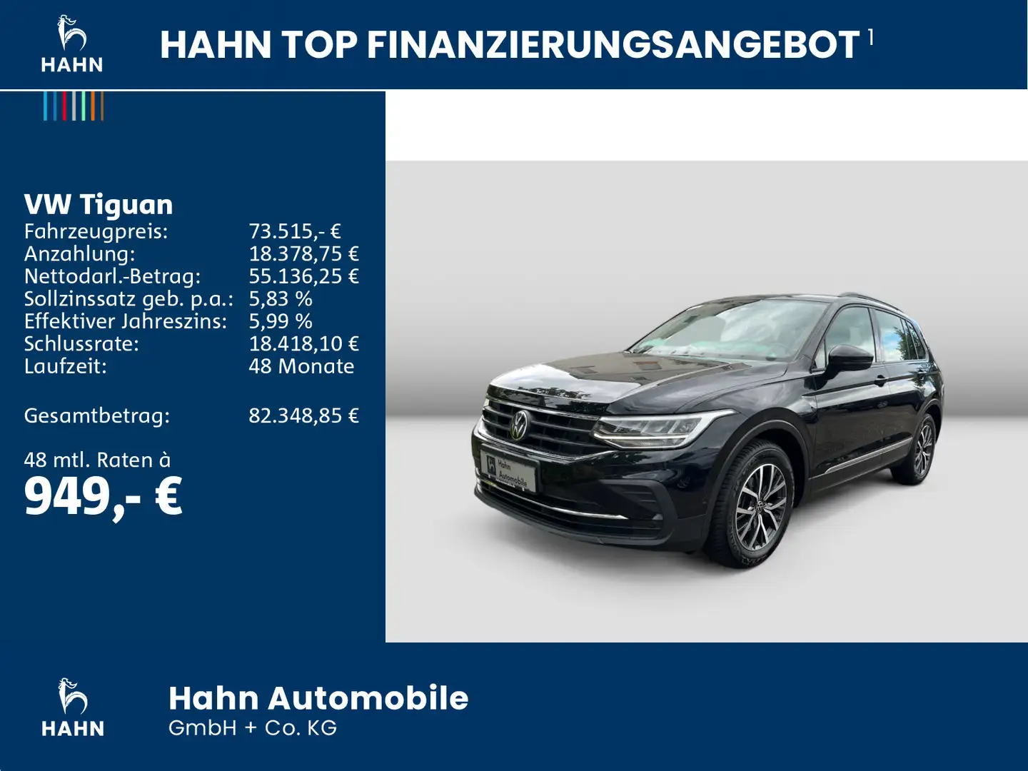 Volkswagen Tiguan 2.0TDI Life 360° AHK LED Navi IQ.DRIVE Schwarz - 2