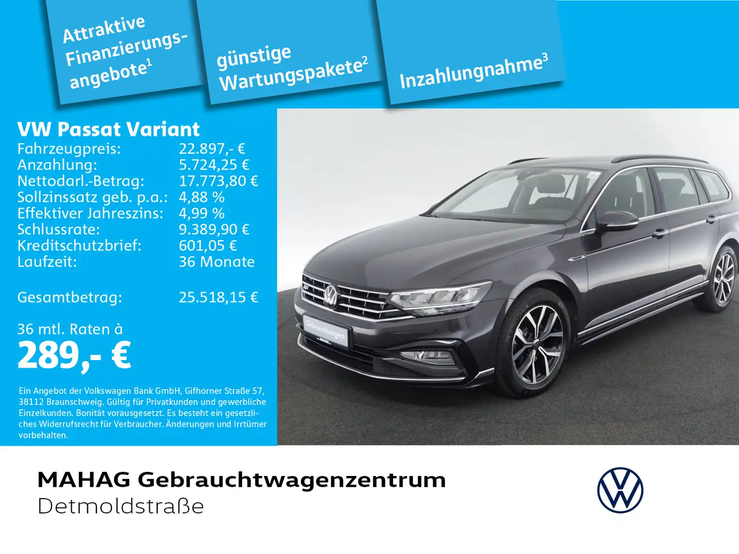 Volkswagen Passat Variant 2.0 TDI R-Line Navi LED Kamera Grau - 1