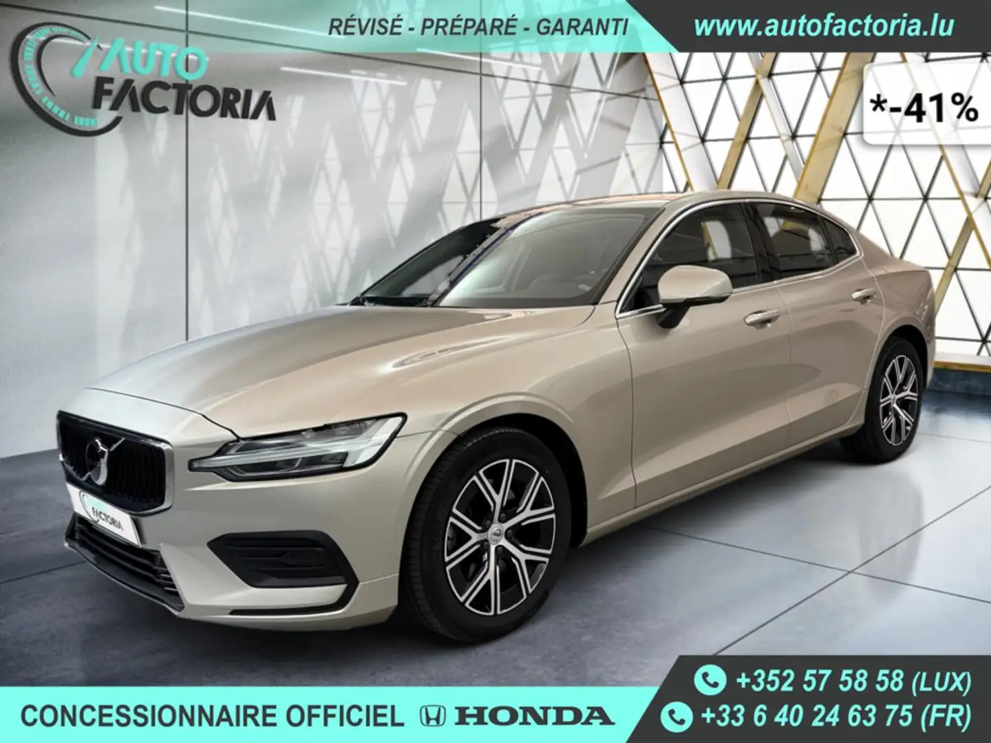 Volvo S60 -41% B4 MHEV 197cv BVA +GPS+CAM+LED+CLIM+Options Blanc - 1