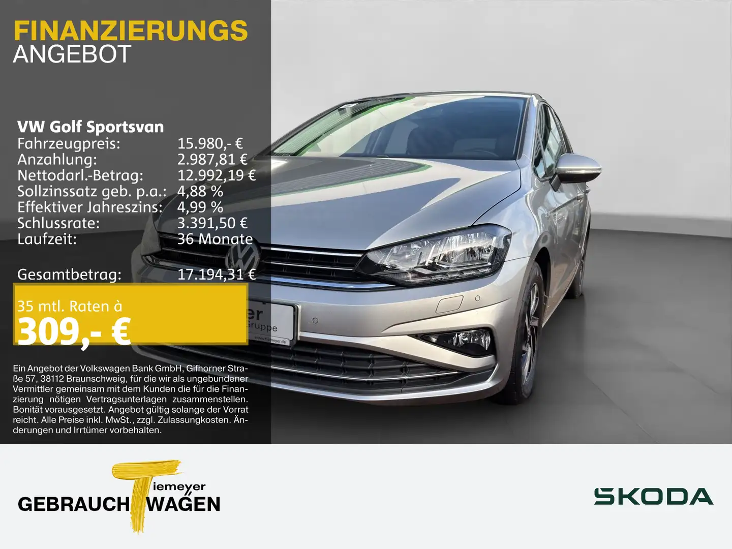 Volkswagen Golf Sportsvan 1.5 TSI JOIN NAVI SITZHZ PDC LM16 Silber - 1