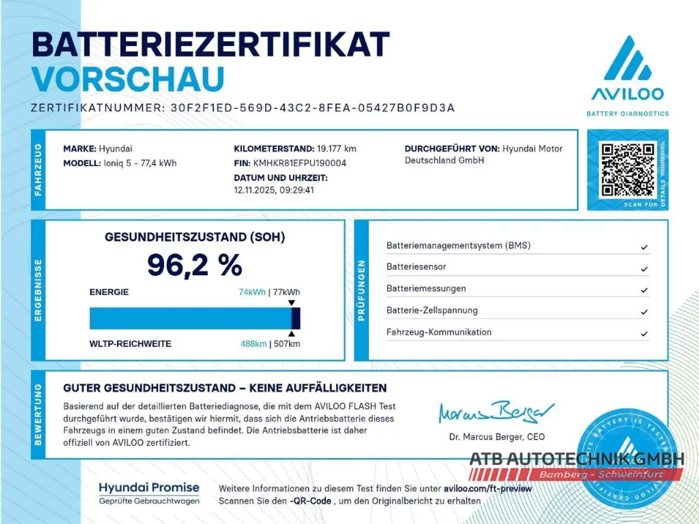Hyundai IONIQ 5 77,4 kWh 2WD UNIQ 96,2% SOH HUD Navi Or - 2