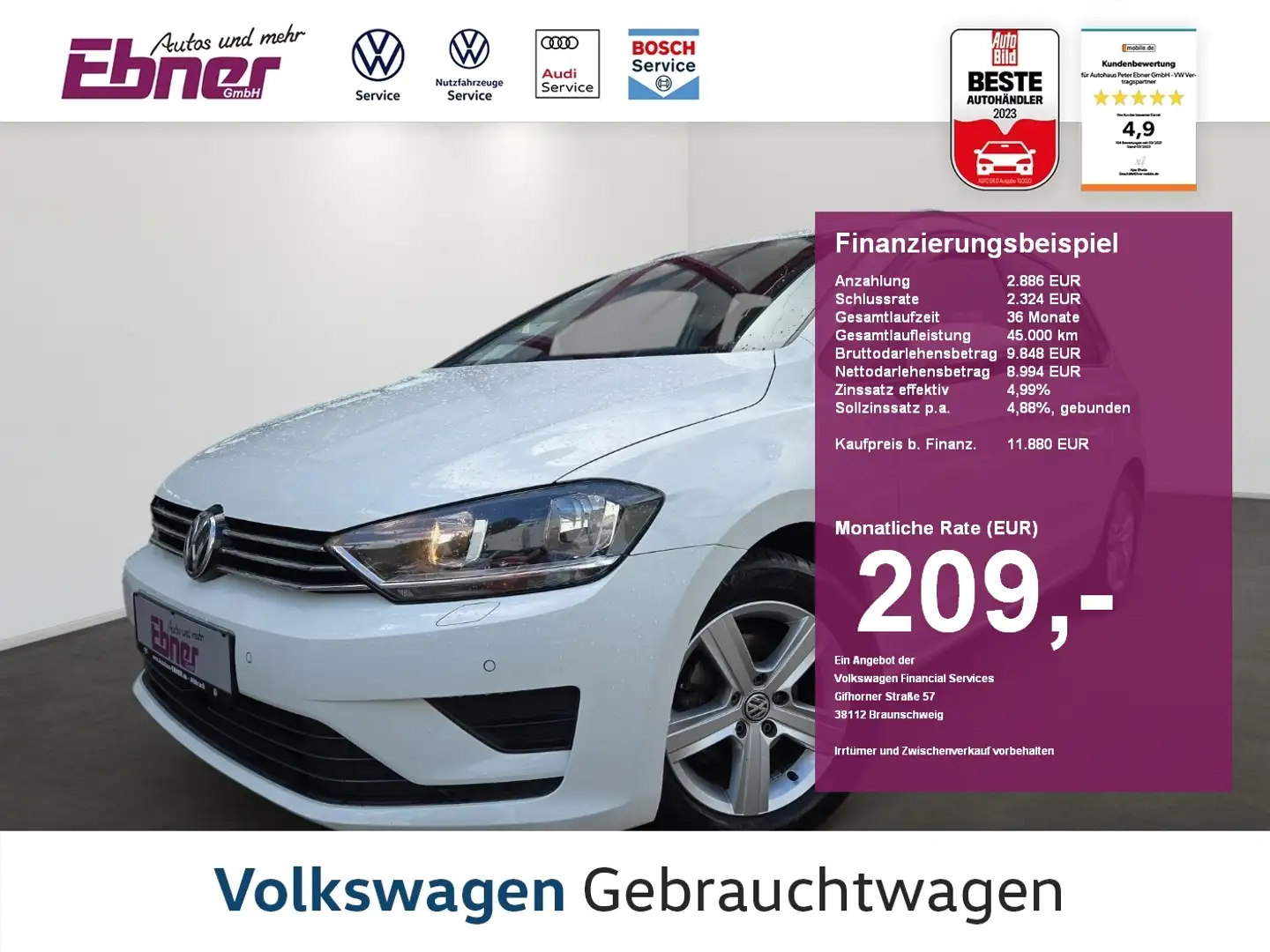 Volkswagen Golf Sportsvan Golf VII Sportsvan COMFORTLINE 110PS TSI AHK+GRA+S Weiß - 1