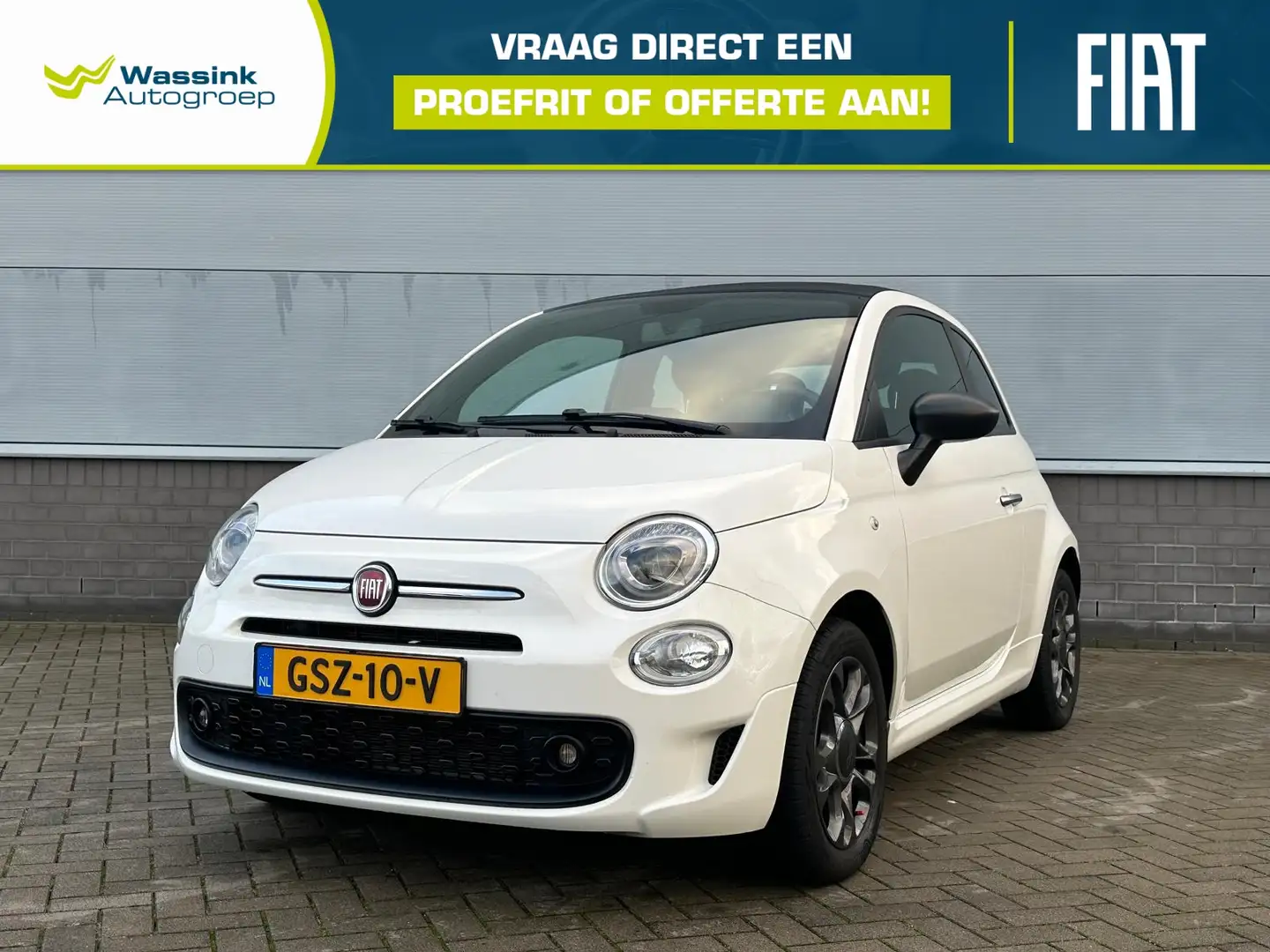 Fiat 500C 1.0 70pk Hybrid Sport | Cabrio | Sportstuur | Half Weiß - 1