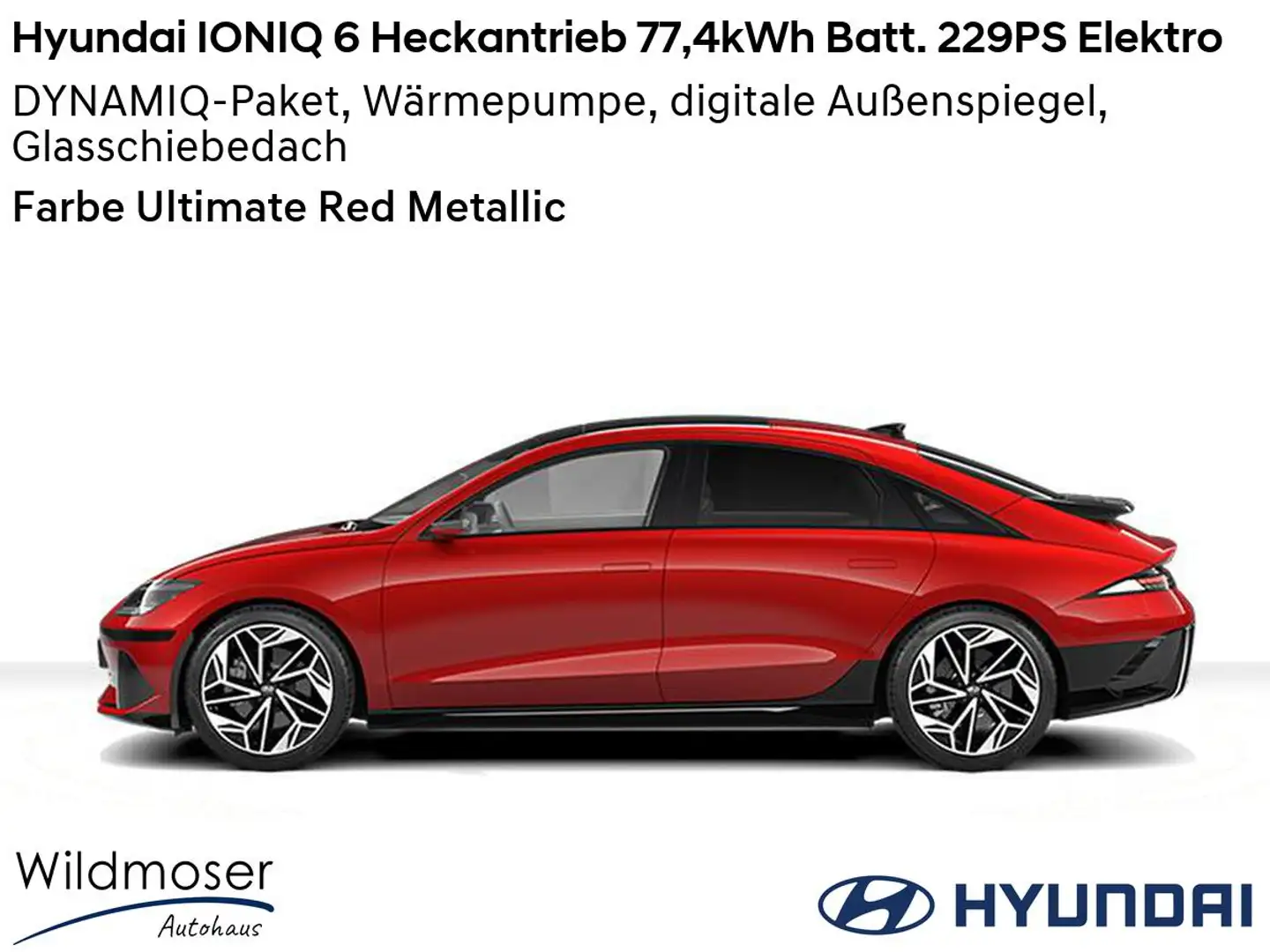 Hyundai IONIQ 6 ⚡ Heckantrieb 77,4kWh Batt. 229PS Elektro ⏱ Sofort Rot - 2