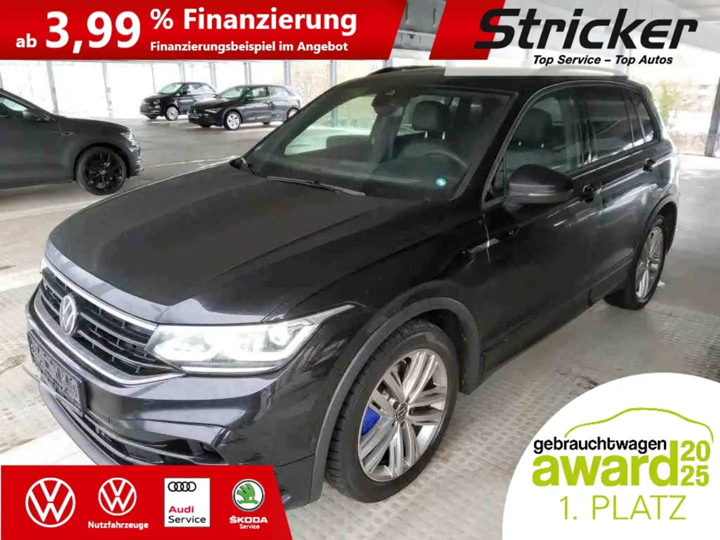 Volkswagen Tiguan R Black Style 2.0TSI 371,-ohne Anzahlung AHK Lede Schwarz - 2