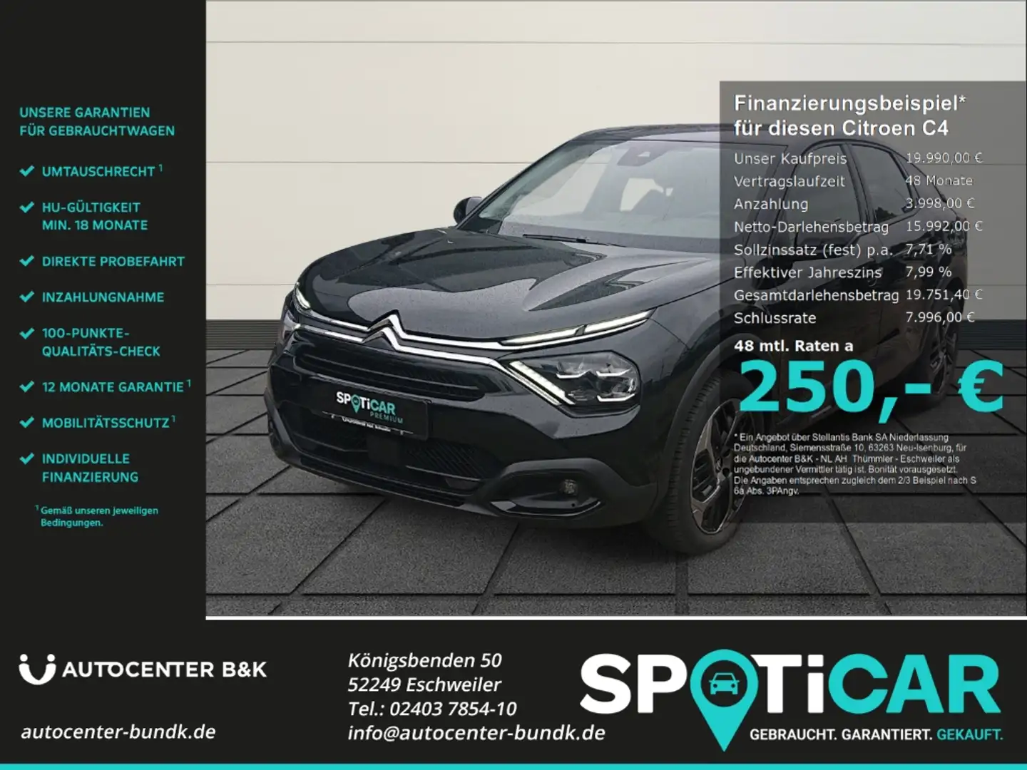 Citroen C4 PureTech 130 EAT8 PLUS Navi Kältepaket Rückfahrkam Schwarz - 1