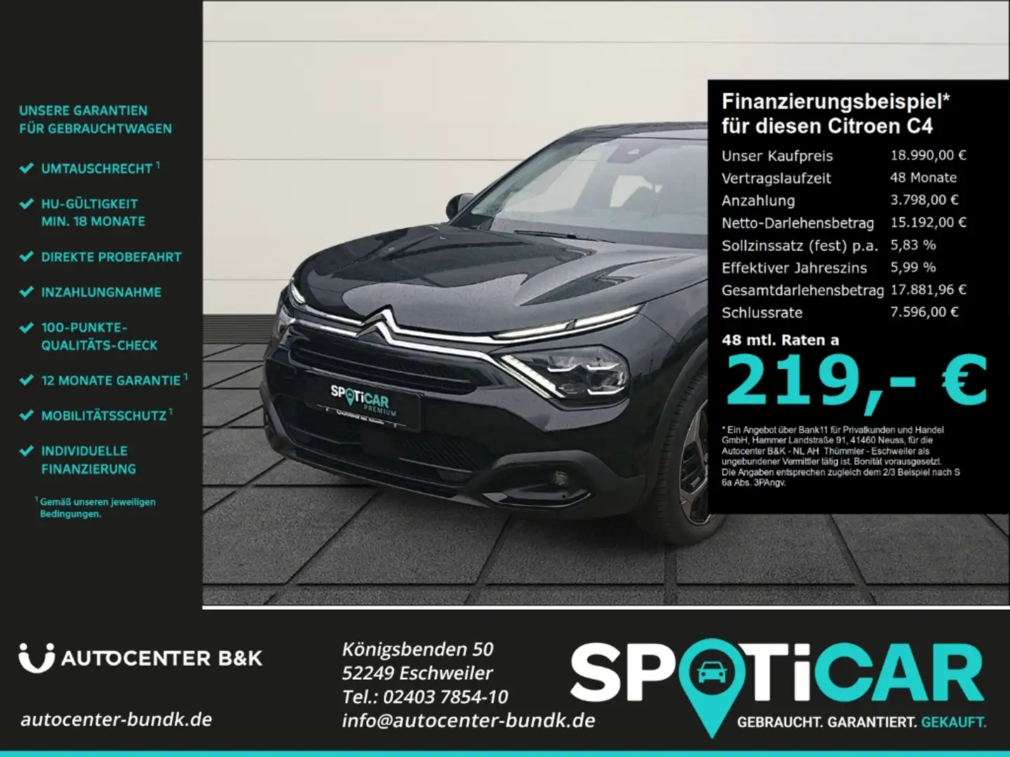 Citroen C4 PureTech 130 EAT8 PLUS Navi Kältepaket Rückfahrkam Schwarz - 1