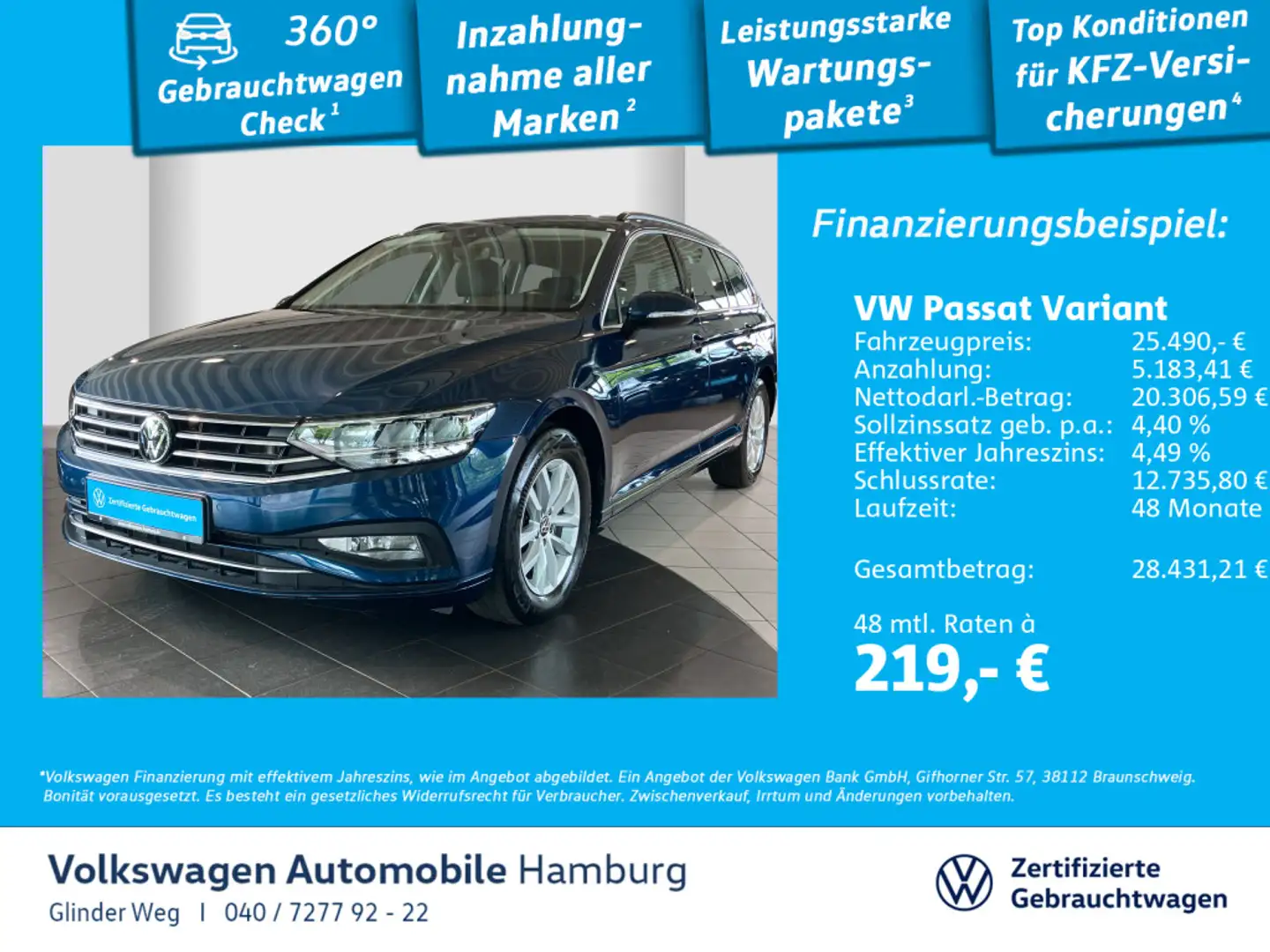 Volkswagen Passat Variant 2.0 TDI Business DSG AppConnect Blauw - 1