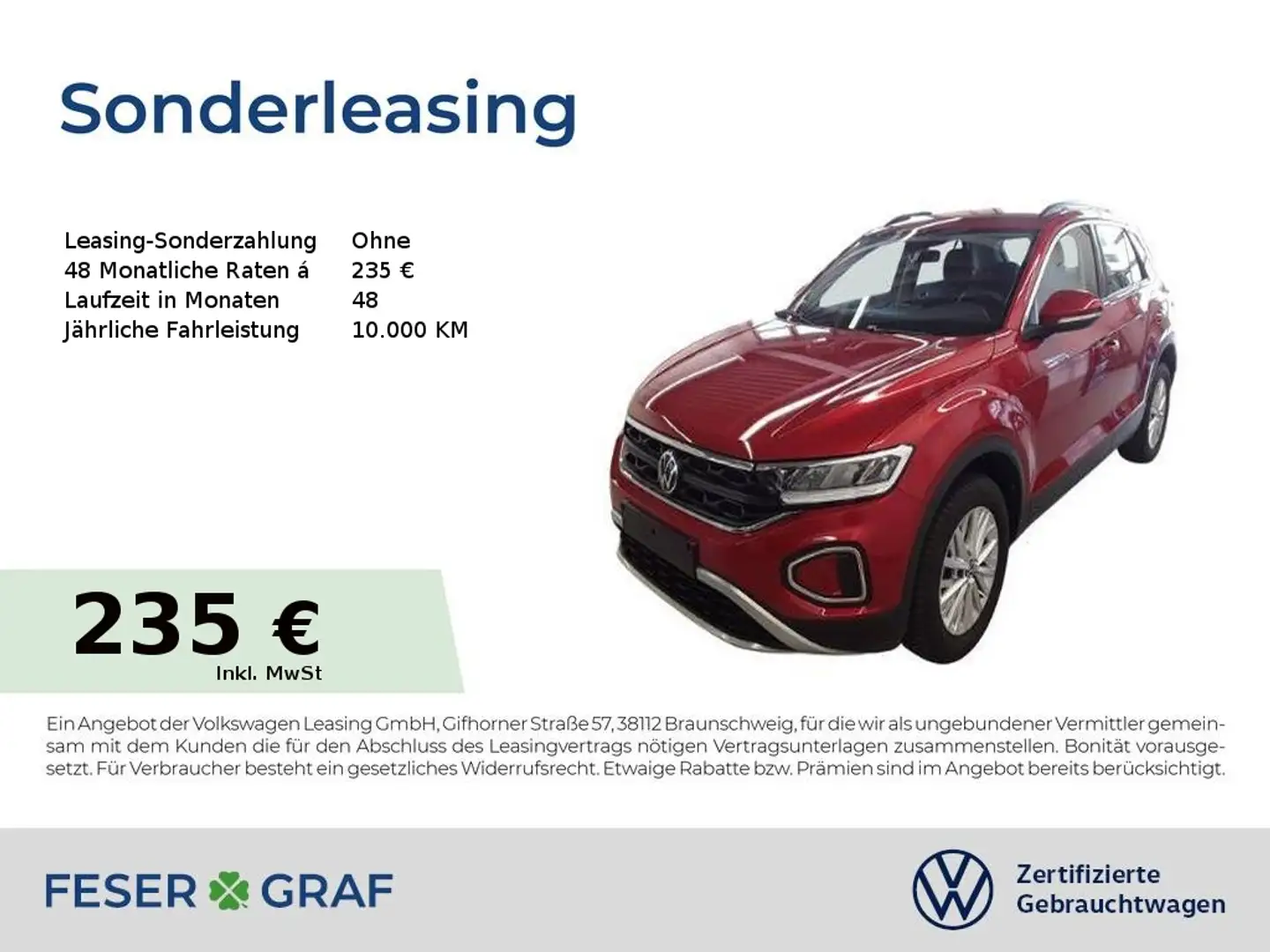 Volkswagen T-Roc Life 1.0 TSI Navi StandHz LED SiHz Rot - 1