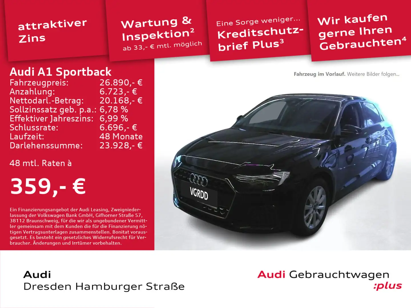 Audi A1 Advanced 30TFSI LED-SW DAB S tronic Schwarz - 1