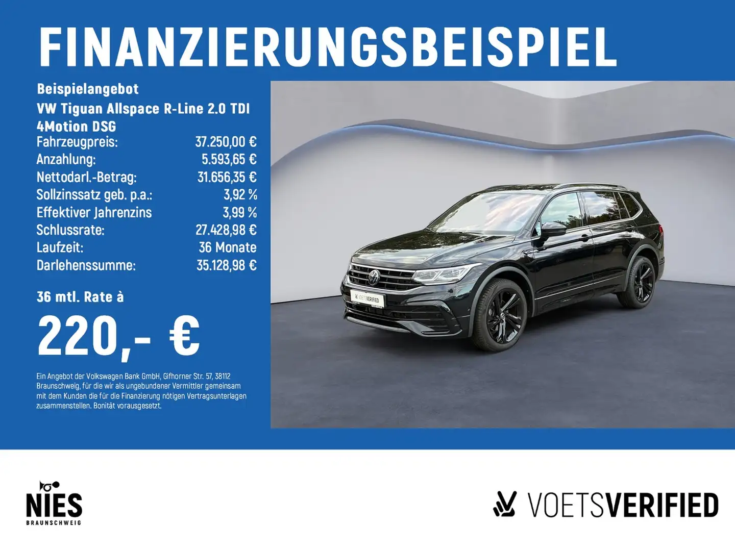 Volkswagen Tiguan Allspace R-Line 2.0 TDI 4Motion DSG AHK+MATRIX-LED+ACC Schwarz - 2