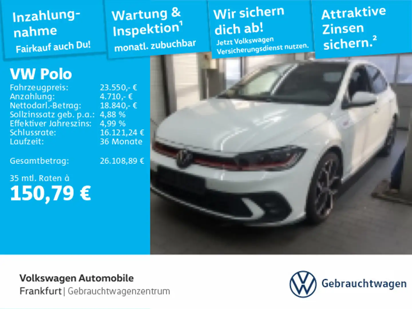 Volkswagen Polo 2.0 TSI DSG GTI Navi IQ.Light DAB+ FrontAss Blanc - 1