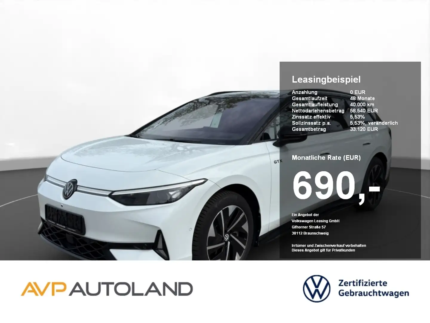 Volkswagen ID.7 Tourer GTX 4MOTION | PANO | AHK | NAVI | Weiß - 1