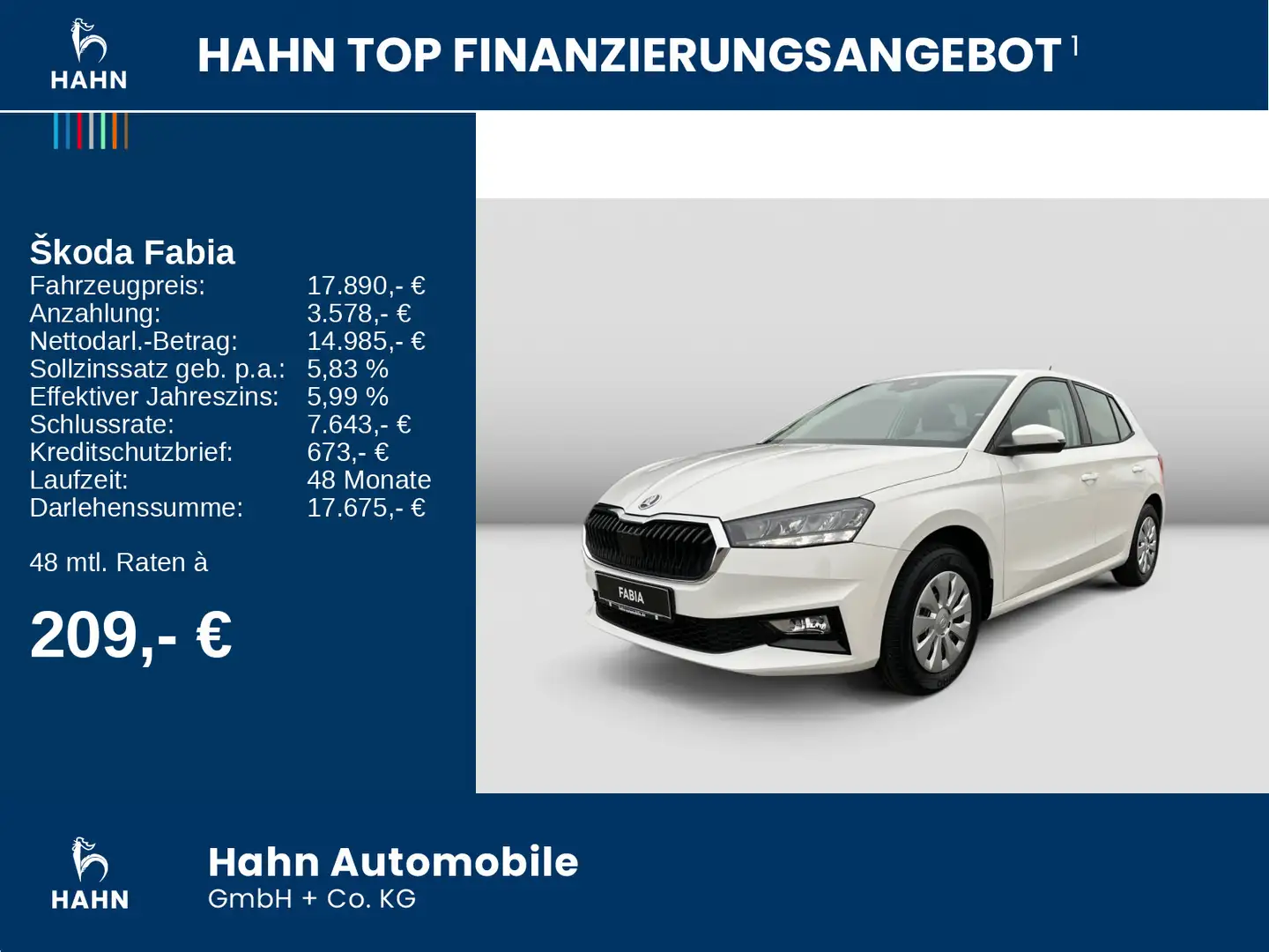 Skoda Fabia Selection 80PS SHZ Klima PDC SmartLink Weiß - 2