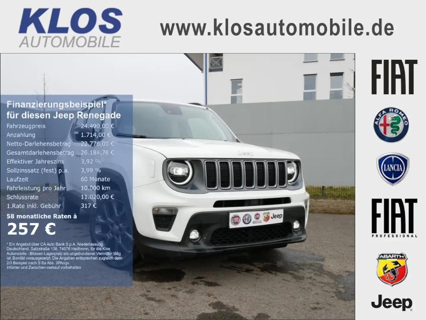 Jeep Renegade S-EDITION e-HYBRID 1.5 GSE T4 48V 130PS DCT 4x2 NA Weiß - 1