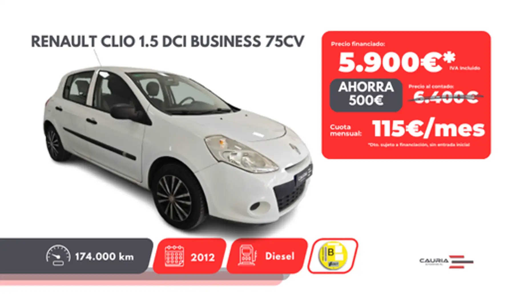 Renault Clio 1.5DCI Business eco2 Blanco - 1