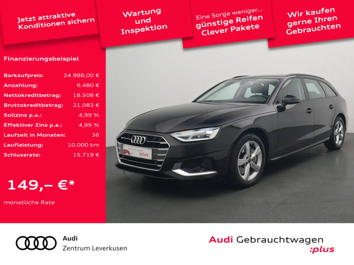 Audi A4 Avant 40 advanced LED AHK NAVI KAM SHZ PDC Schwarz - 1