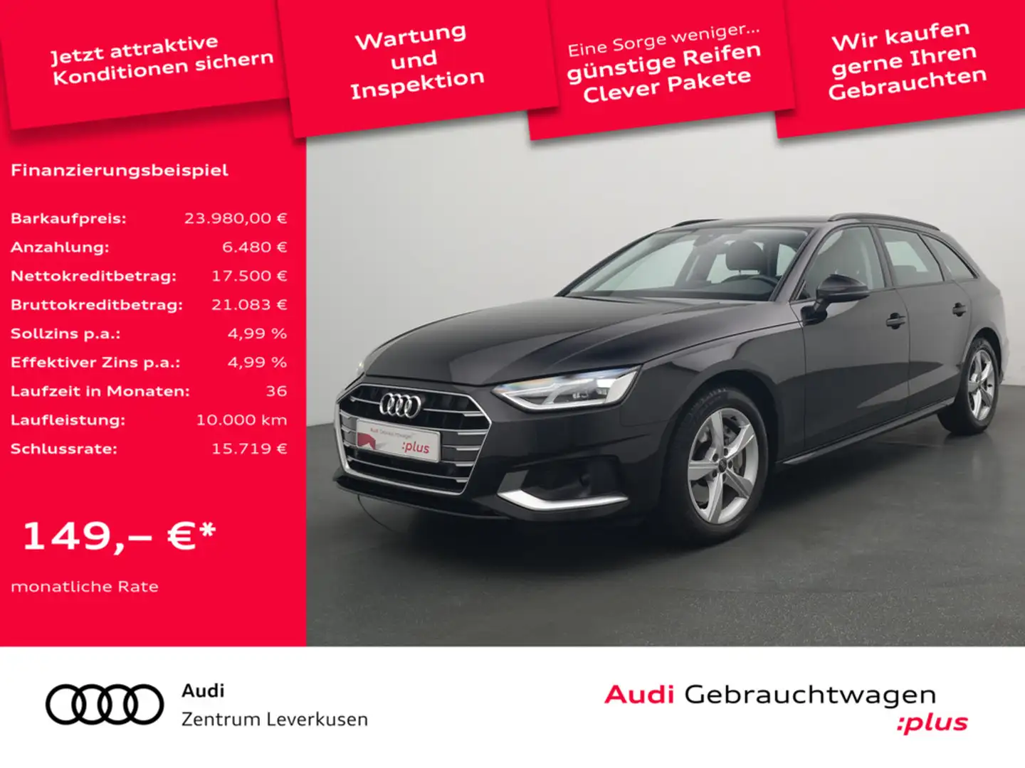 Audi A4 Avant advanced NAVI ACC AHK LEDER KAM CARP Noir - 1