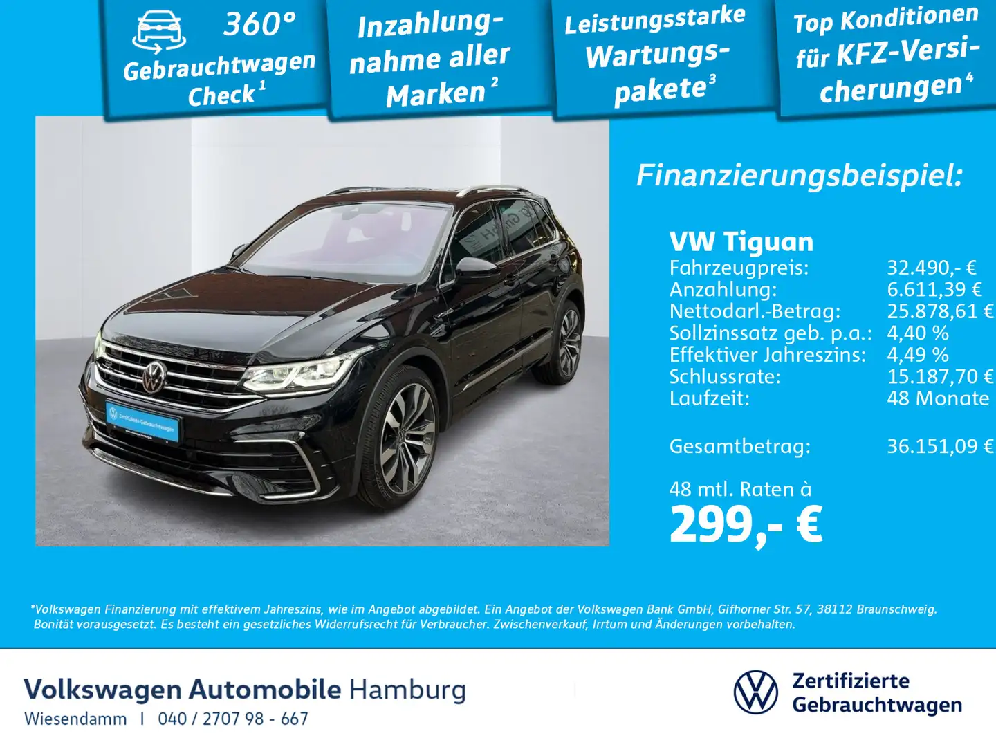 Volkswagen Tiguan 1.5 TSI R-Line DSG LED Kamera Sitzhzg Schwarz - 1