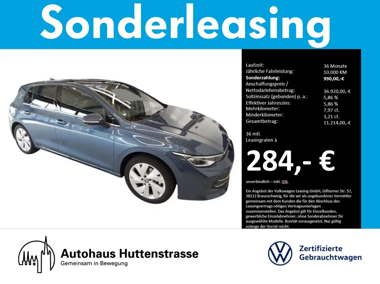 Volkswagen Golf VIII 1.5 eTSI DSG Edition 50 UPE50 STANDHZG PAN... Blau - 1