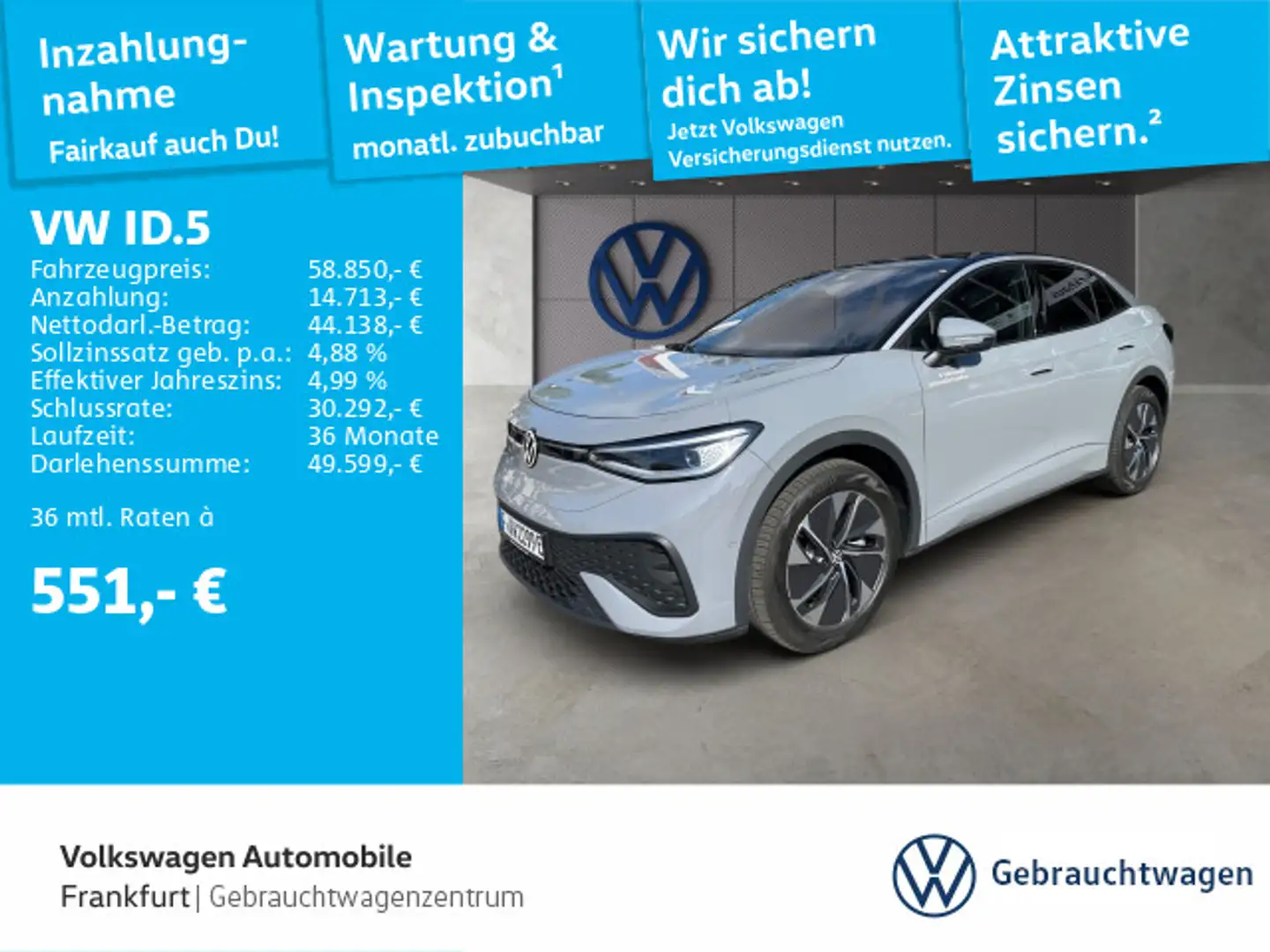 Volkswagen ID.5 Pro 210 kW Navi IQ.Light DAB+ FrontAssist Grau - 1