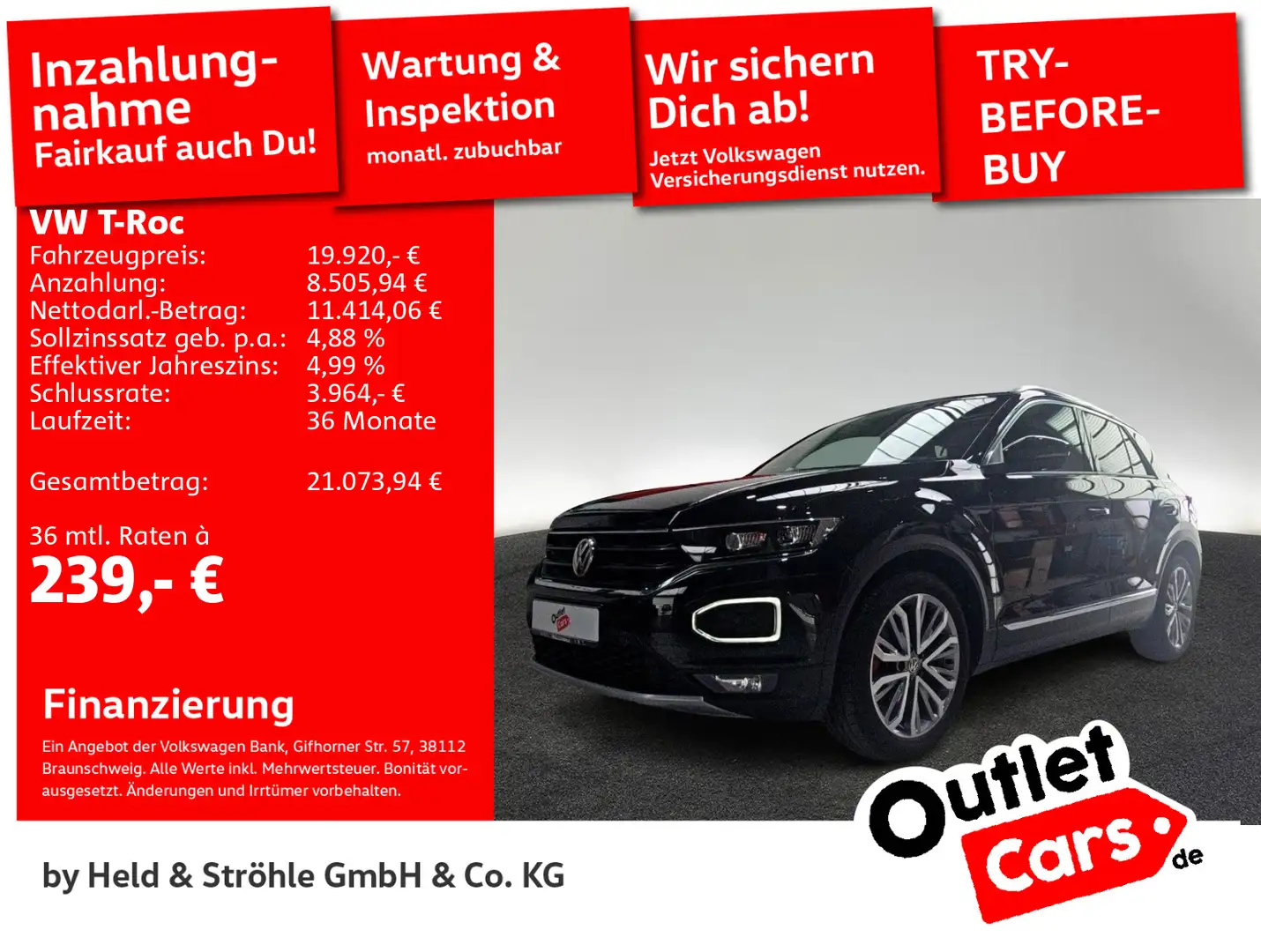 Volkswagen T-Roc Sport 2.0 TSI DSG 4M LED NAV ACC AHK KAM Zwart - 1