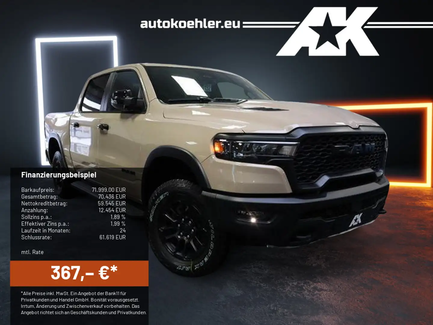 Dodge RAM 1500 Rebel X Night, MY2025,Pano,14,4 Zoll Schwarz - 1