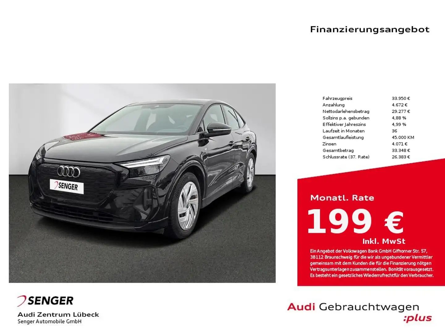 Audi Q4 e-tron Sportback 40 S line Kamera Wärmep. SHZ Schwarz - 1