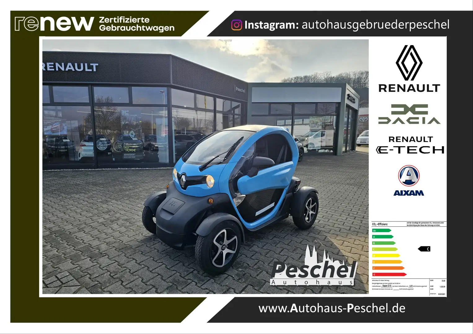 Renault Twizy Life 45 13" Alu Türen Kaufbatterie Blauw - 1